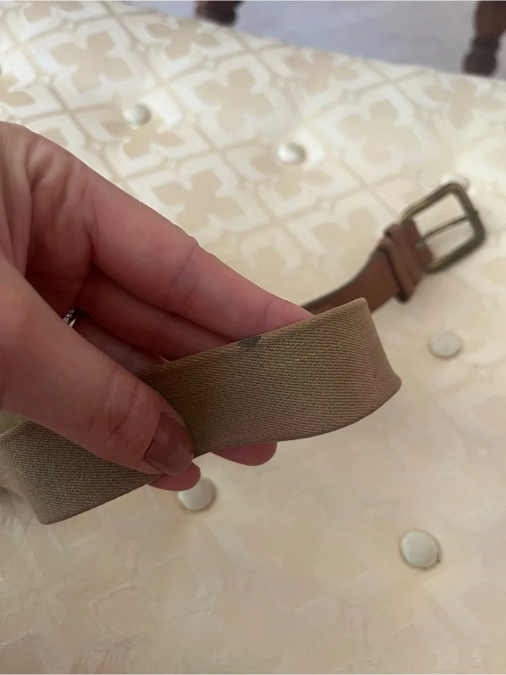 Lacoste Men’s Brown Leather-Trim Canvas Belt